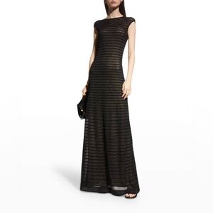 St John New Degrade Striped Metallic Sheer Knit Gown Size 8 $1,895.00